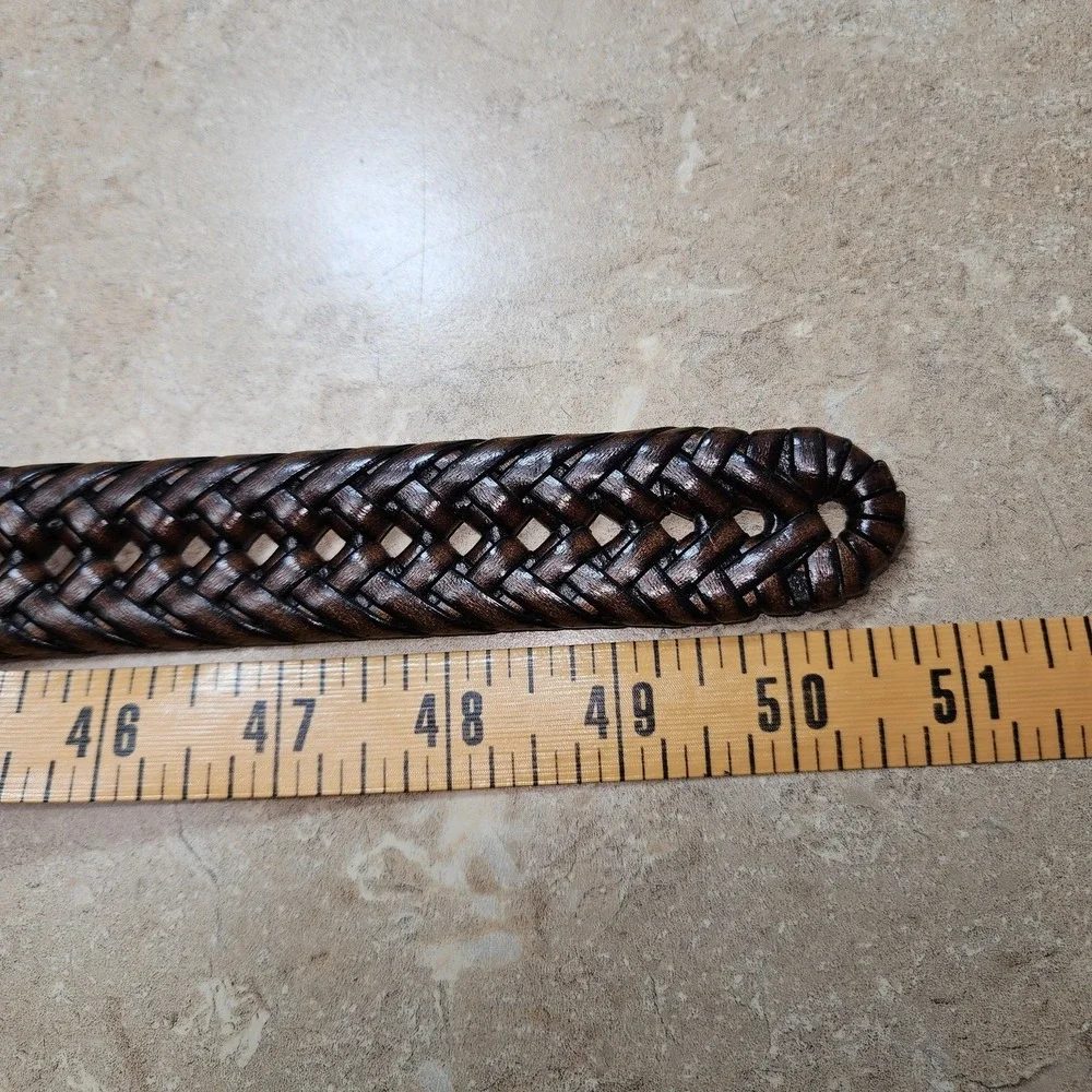 Dockers Bonded Braid Leather Strap‎ Belt Men 44/110 Brown Brass Tone Buckle